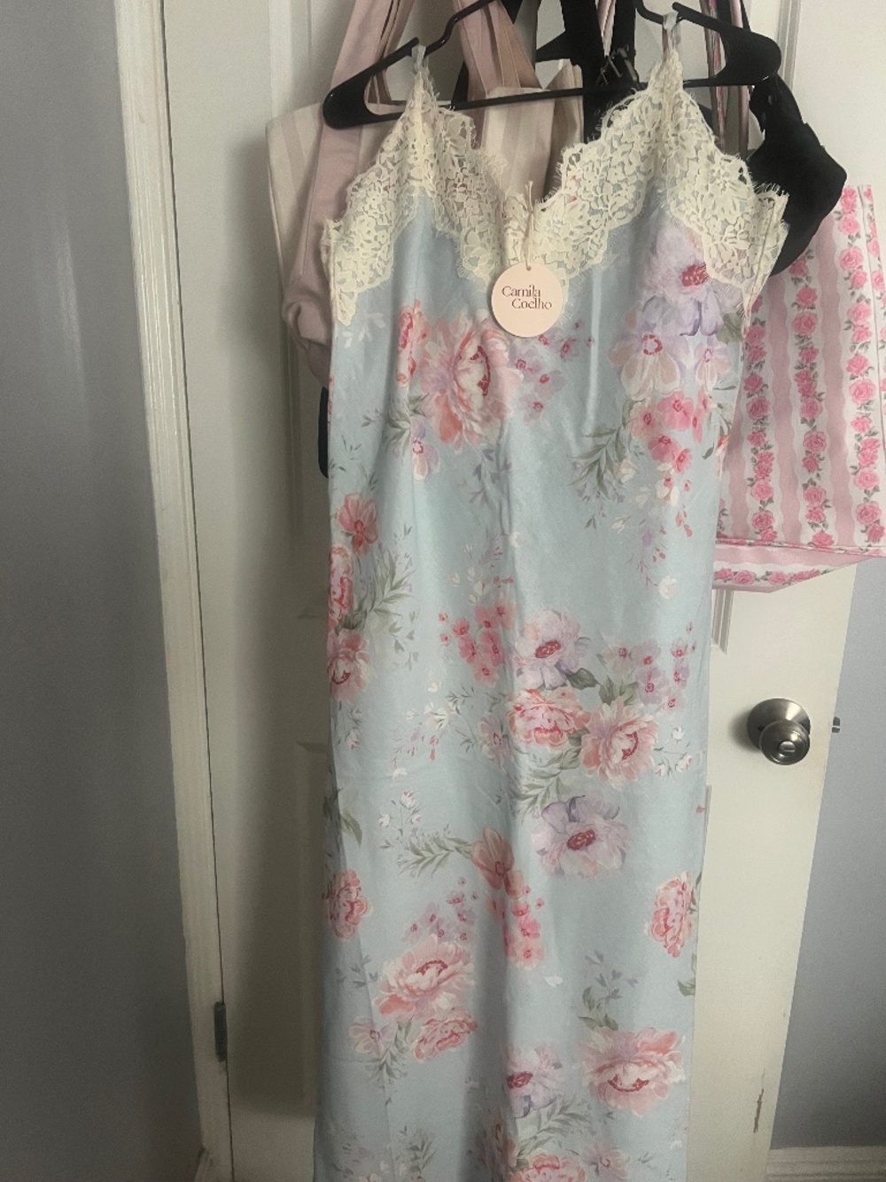 Camila Coelho linen with lace trim maxi dress